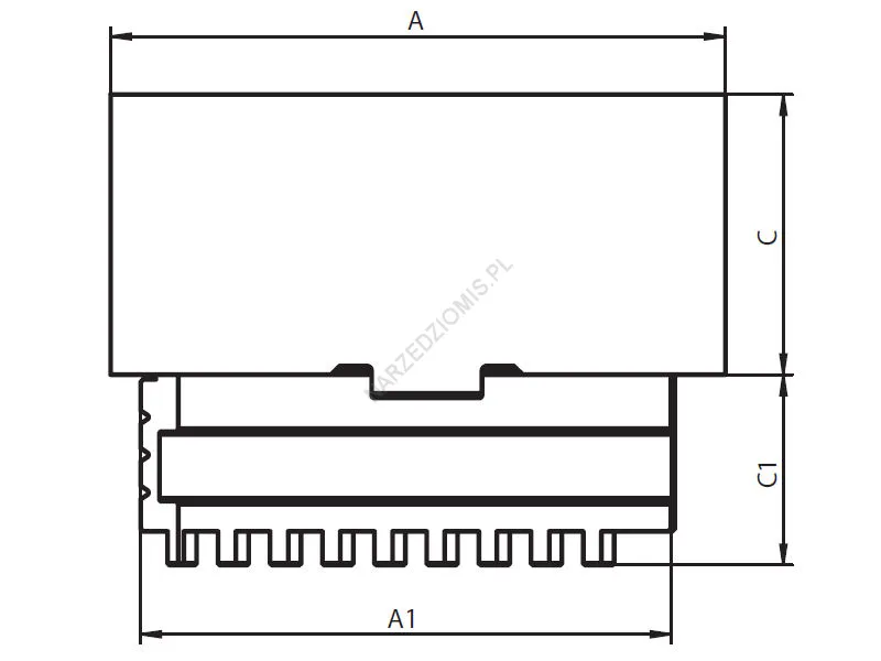 Rysunek techniczny: Szczęki do uchwytu tokarskiego SDM 160 dzielone, miękkie KPL 2 szt do: 3105 - BISON-BIAL